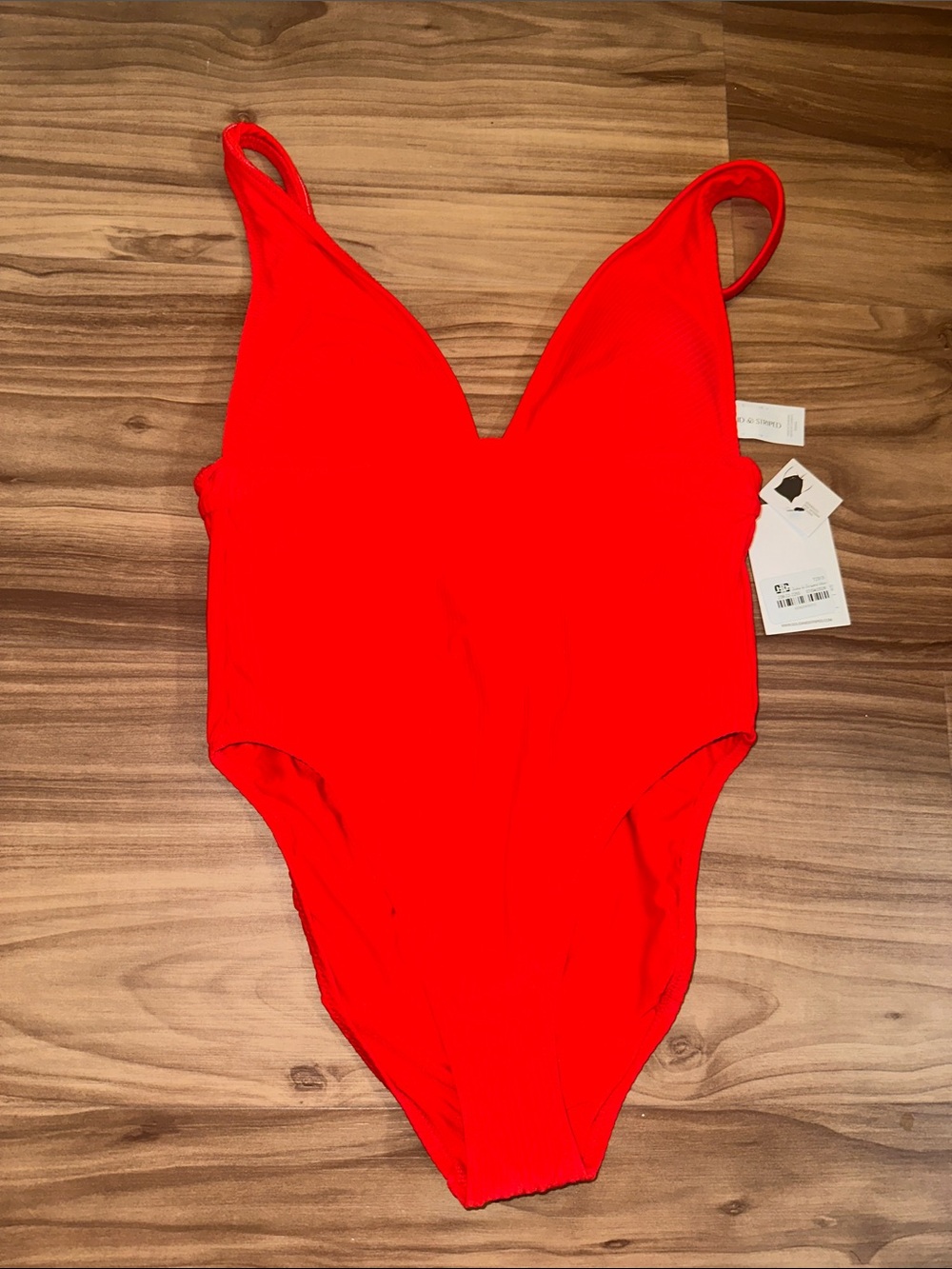 SOLID & STRIPED Red V-Neck One-Piece Swimsuit